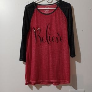 An Original By Well Worn Los Angeles Womens Shirt XL "Believe"black Red Pre...